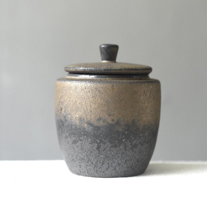 Vintage Ceramic Tea Canister Kitchen Sealed Container Multi-Functional Portable Jar for Candy Nuts Coffee Beans Herbs Storage
