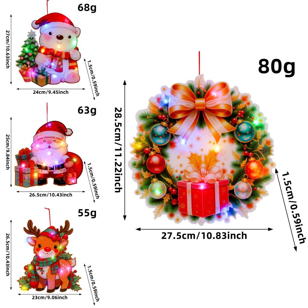Christmas Santa Claus Snowman Elk Light Door Hanging Decor For Holiday Home Scene
