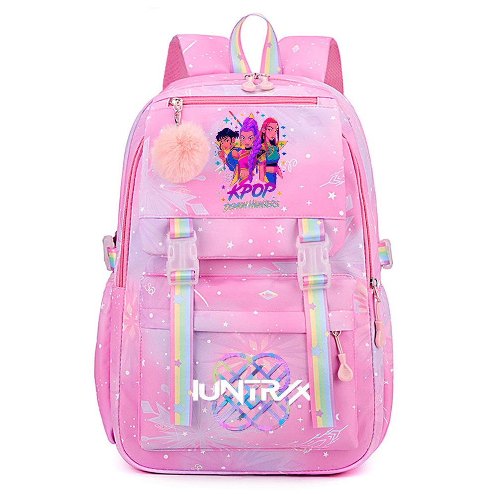 Niedlicher K-Pop Dämonenjäger Aufdruck Große Kapazität Wasserdichter Rucksack Teenger Schüler Mädchen Junge Schultasche Buchtasche Damen Große Kapazität Reisetasche