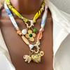 Stainless Steel Cloth Wrap Scarf Necklace Bohemian Beaded Necklace New Charm Pendant