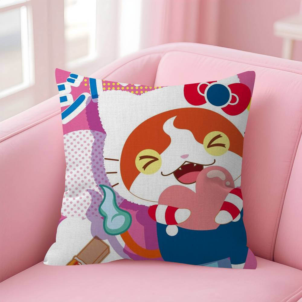 Anime Yokai Cute Watch   Pillow Cushion Cover Pillowcase Living Room Sofa Home Decor Customized
