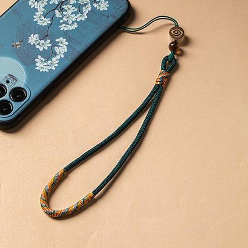 Chinese Style Phone Wrist Charm Strap Cell Phone Finger Keychain Hand-Woven Ring Buckle Pendant Cloud Pattern