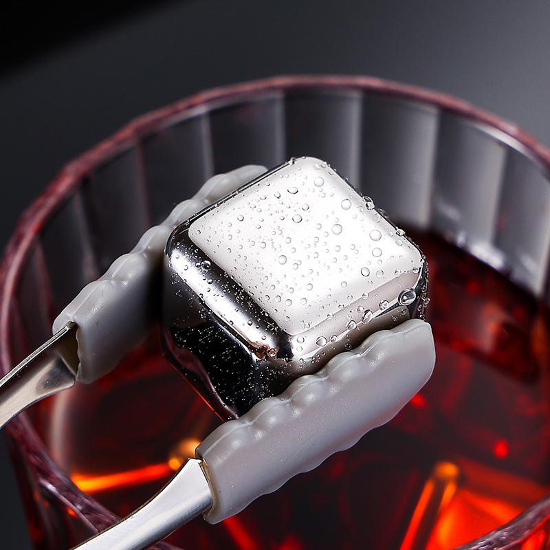 304 Stainless Steel Ice Cubes Reusable 6 Chilling Stones Clip Quick-Frozen Beer Cooler Champanera Whiskey Rock Party Bar Tool