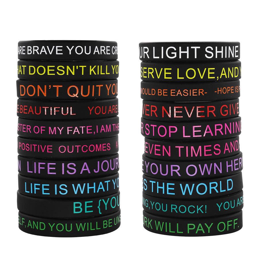 Colorful Positive Energy Silicone Wristband with Inspirational Quotes for Men and Women