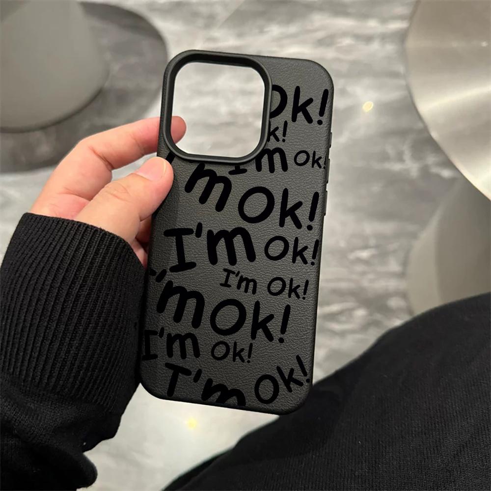 

I am OK Letter Creativity Silicone Phone Case For iPhone 16 15 14 Pro 13 12 11 Max Plus 7 8 Plus Shockproof Soft Silicone Cover iphone 13