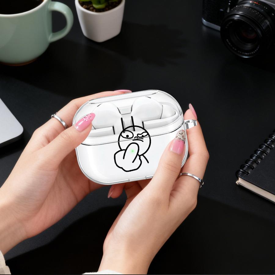 Case For Samsung Galaxy Buds 2Pro 3 FE Live 3Pro 4Pro 4 Pro 2 Clear Earphone Cases Cover With Hook Cartoon Cool Stickman