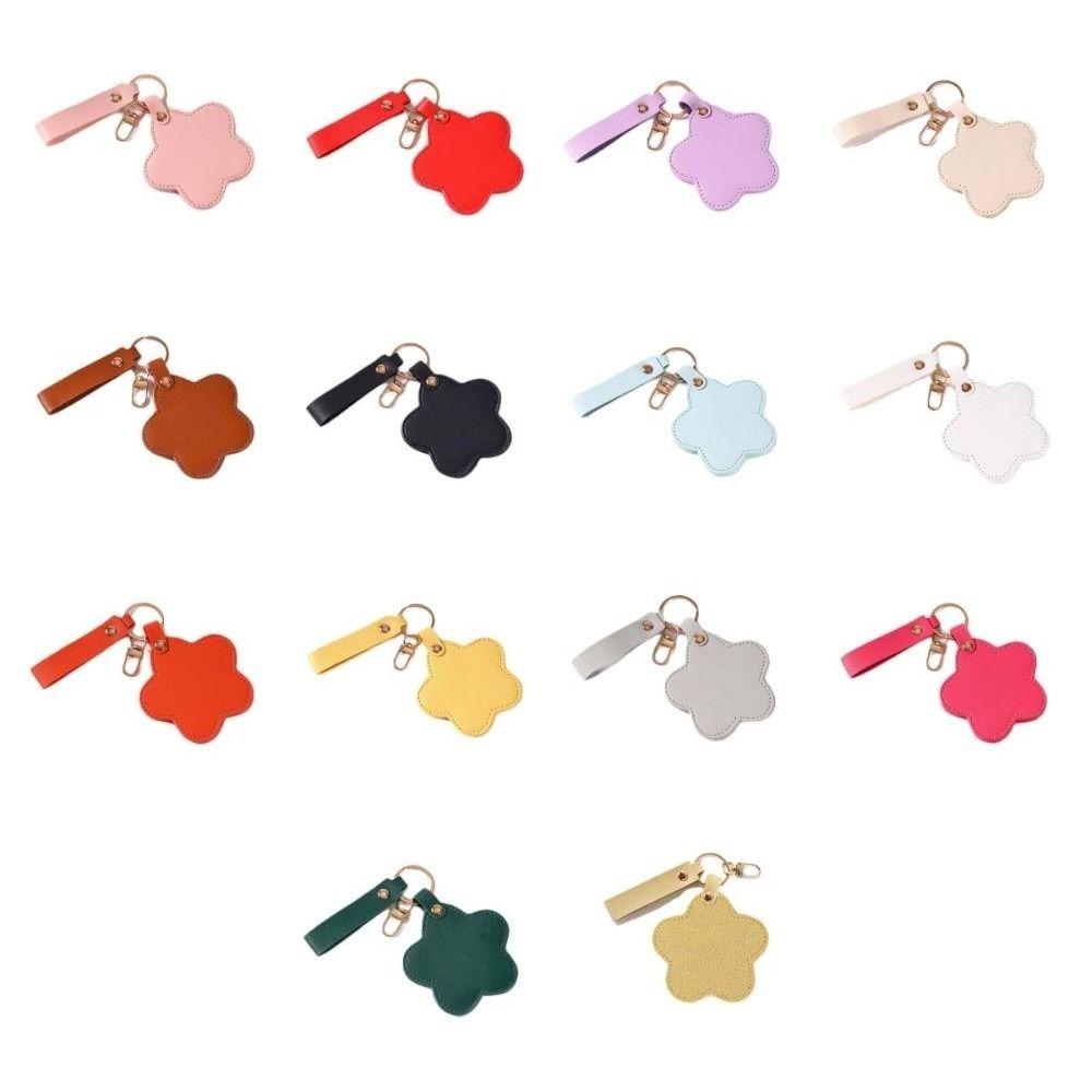 Rotate Small Mirror Stars Shape Makeup Mirror PU Leather Colorul Star Keychain  Graduation Gift