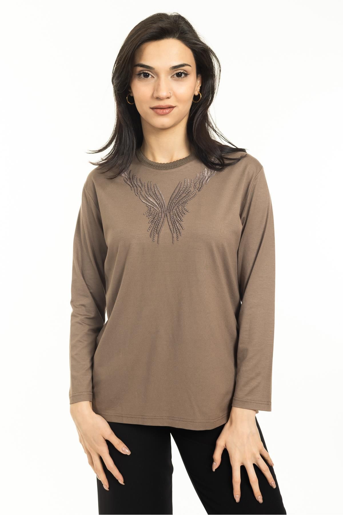 

Women s Big Size Blouse New Season Middle Ages and Above New Pattern Knitwear Collar Lycra Mother Combed Cotton Blouse 30520 2XL