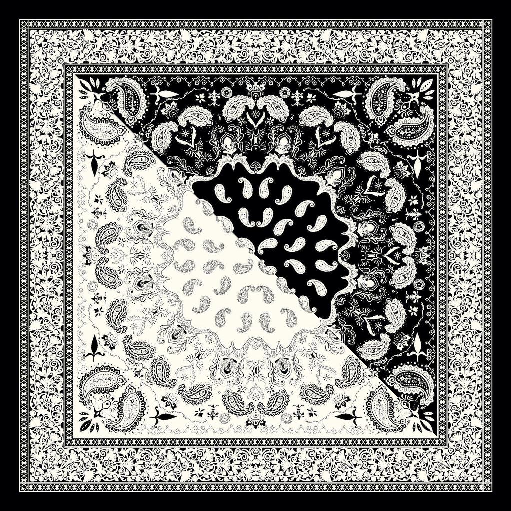 Cashew Silk Paisley Print Women's Headscarf - European & American Style Imitation Silk Color Block Large Scarf