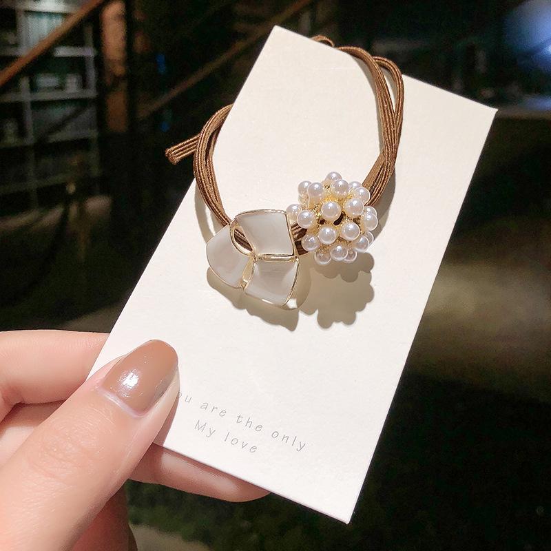 Korean Pearl Hair Accessories: Simple Hair Ties & Fragrant Style Rubber Bands for Women