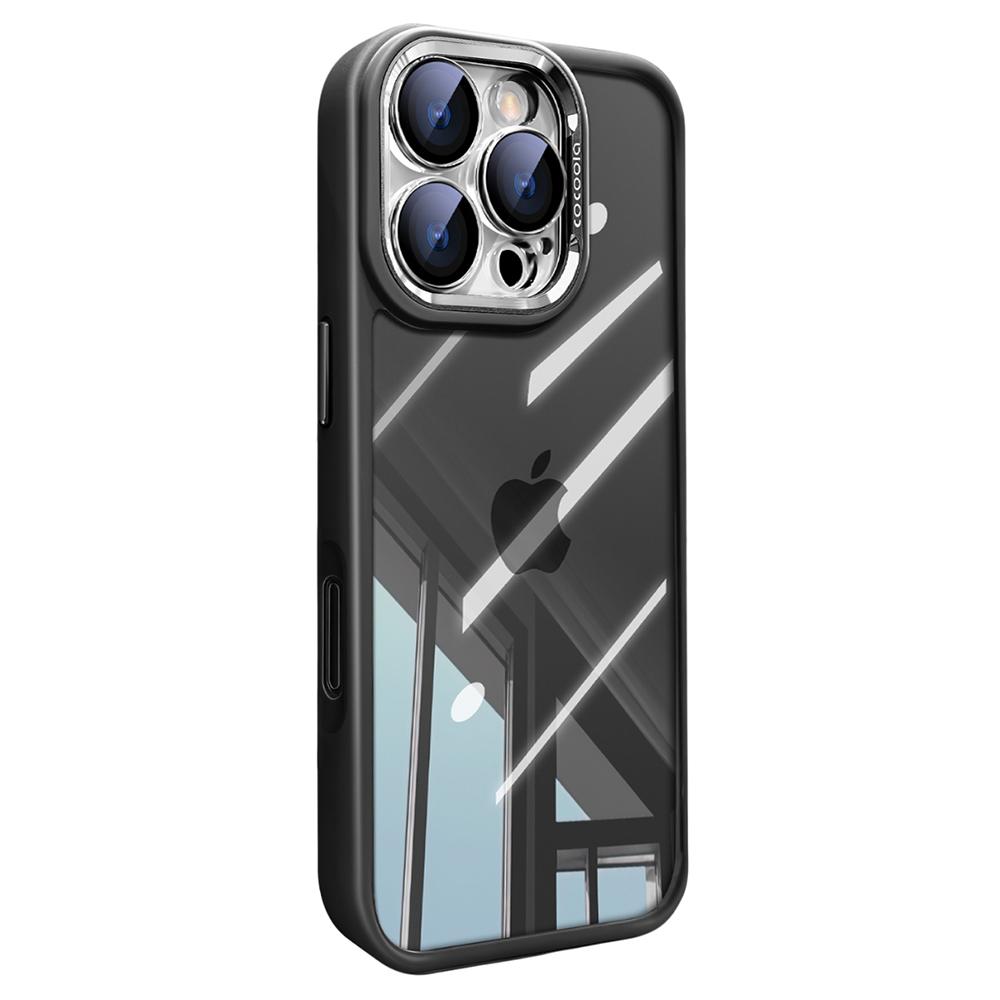 For iPhone 16 Pro Max Case PC+TPU Transparent Phone Cover with Detachable Camera Lens Film