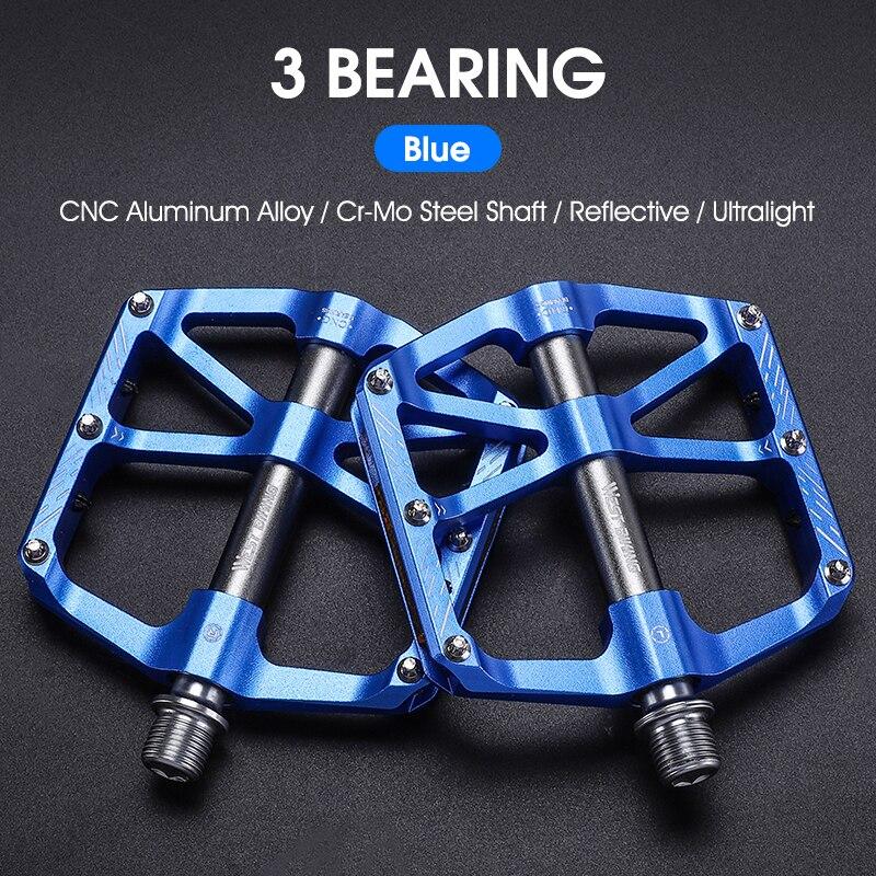 WEST BIKING CNC 3 Bearing Bicycle Pedals Ultralight BMX MTB Road Bike Pedals Non-slip Aluminum Alloy Reflective Cycling Parts