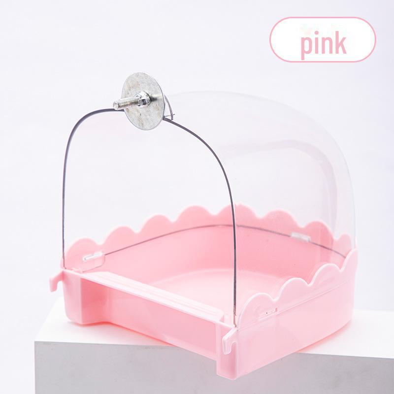 Bañera transparente extragrande para periquitos con cajón - Accesorio para jaula de pájaros