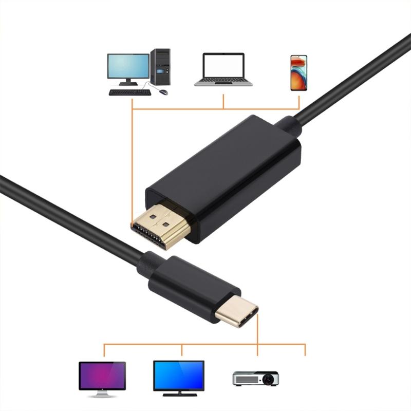 Type C to HDTV 4K Adapter USB C Male to HDTV Female Converter Cable 4K@30Hz Video Sound Sync for Laptop Tablets TV