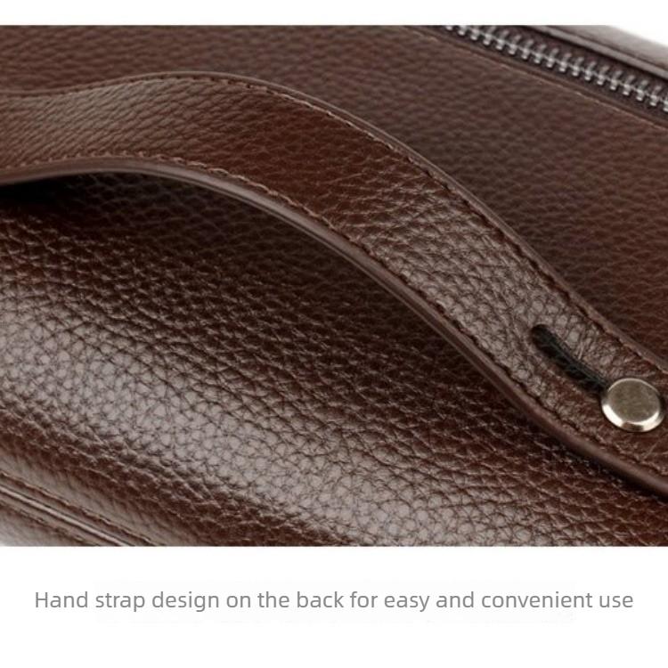 Men's Lychee Pattern Business Clutch Bag with Lock Anti-theft Bag