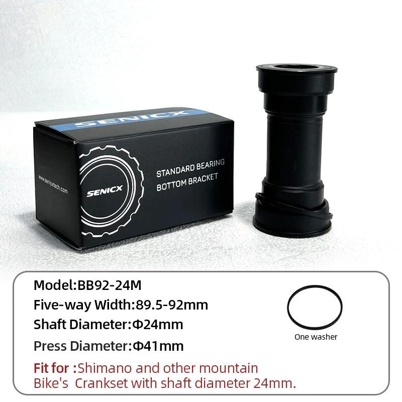 SENICX BB92 Mountain Bottom Bracket Fit for Shimano BB Bearing Steel Bicycle Tools Mtb Press Fit Crankset 24mm Frame Bike Parts BB92-24M-Steel