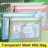 Large Capacity Mesh Zipper Pouch Bag Transparent Data Storage Bag  School Office Supplies