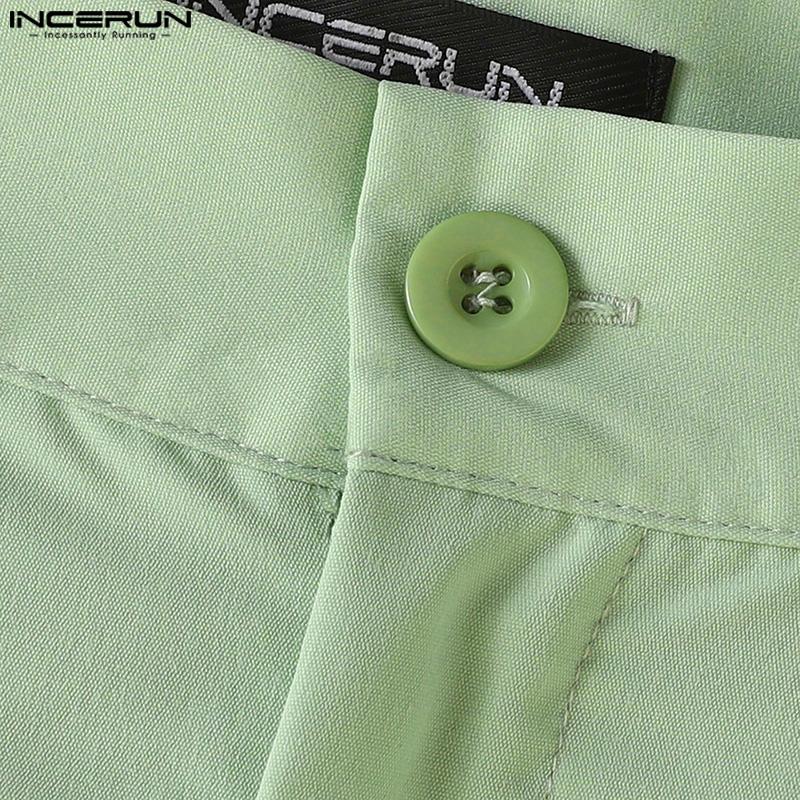 INCERUN Men Zipper Up Wide Leg Pants Business Long Men Slacks Trousers