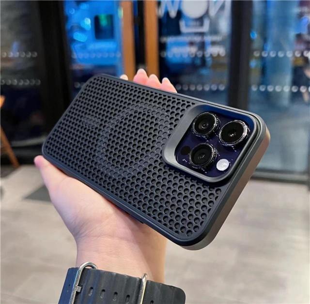 For iPhone 16 Pro Max Luxury Magsafe Magnetic Heat Dissipation Mesh Phone Case For iPhone 11 12 13 14 15 16Plus Protective Cover