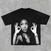 American Hip-hop Character Pattern Printed T-shirt Casual Fashion Oversized T-shirt Harajuku Gothic Retro Tshirts Unisex Y2k Top