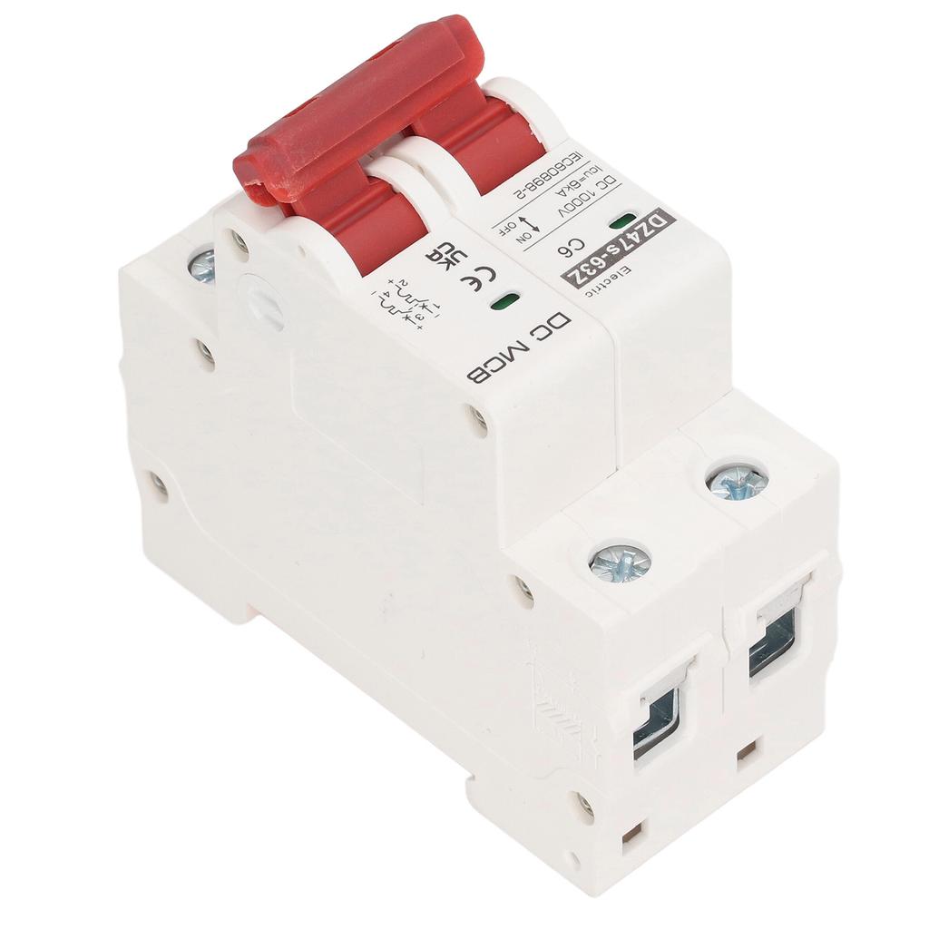 DC Miniature Circuit Breaker 2P Breaking Capacity 6000A Mini 6A Circuit Breaker for Solar PV System