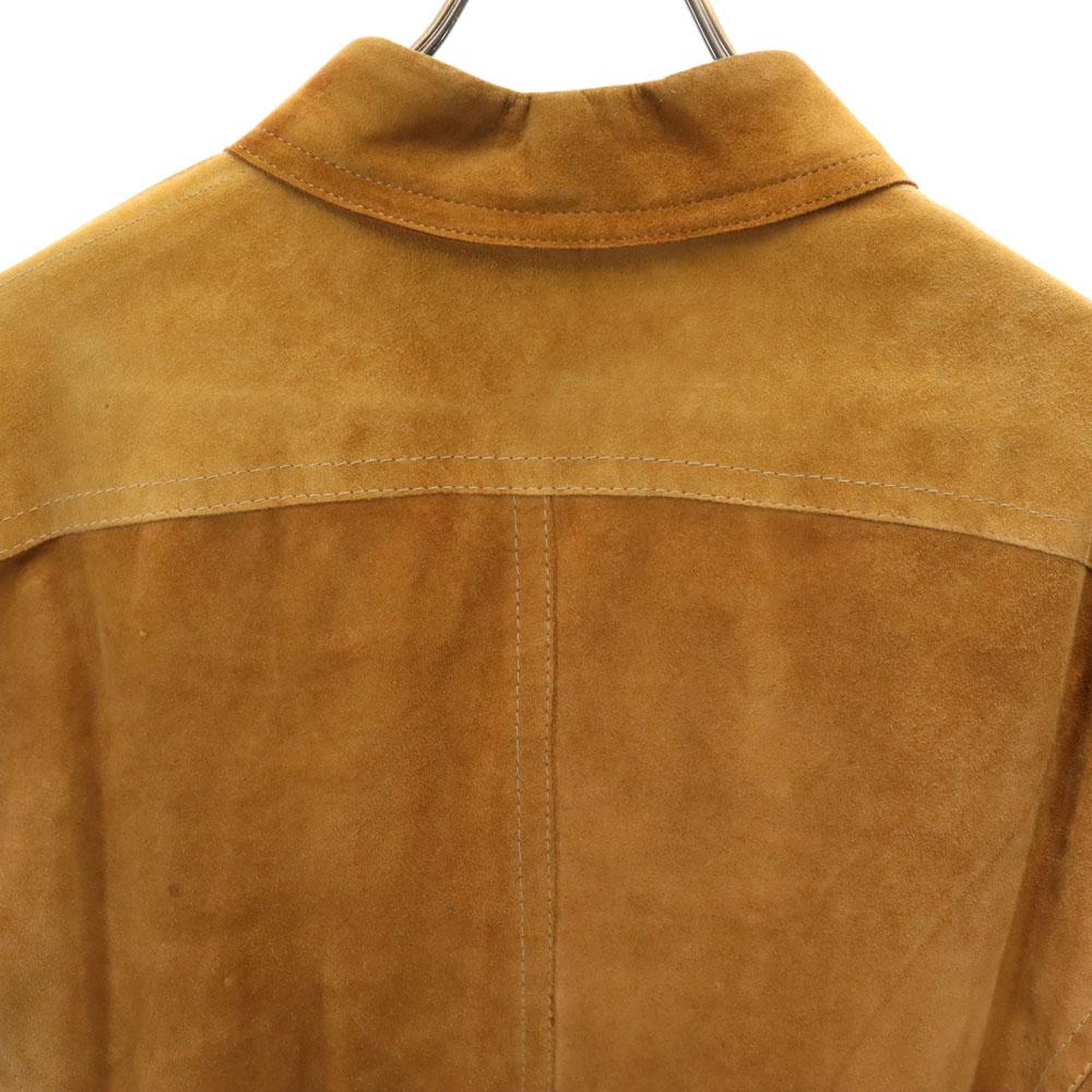 Vintage 70s Long Sleeve Suede Leather Shirt Brown Nubuck Men's Used