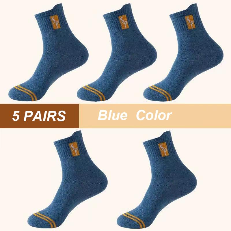 5 Paar Neue Herren Sportsocken Baumwolle Hohe Qualität Lässig Business Laufsocken Frühling Herbst Mode Für Herren Größe EU38-45