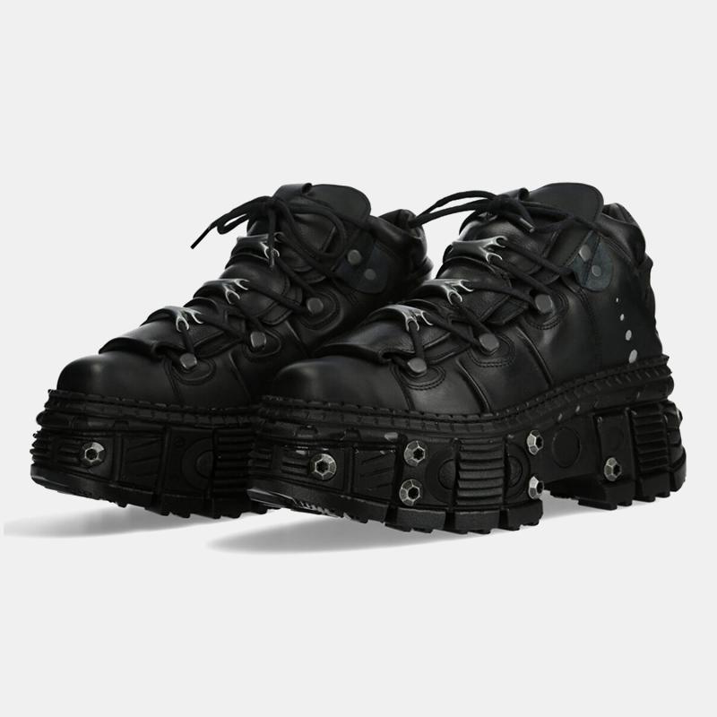 Fashion Retro Rock Shoes For Both Men And Women 2024 New Dark Punk Leather Shoes Metal Niche Low Top Platform Shoes For Women