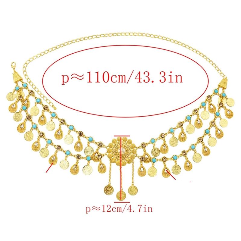 Coin Belly Chain Dance Dress Belt Coin Tassel Indian Waist Chain Jewelry Body Chain Bohemian  Metal Waist Belt