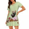 Cartoon Comic Damen Oversized Rundhals Modisches Lockeres Lässiges Sommerkleid mit Kurzen Ärmeln