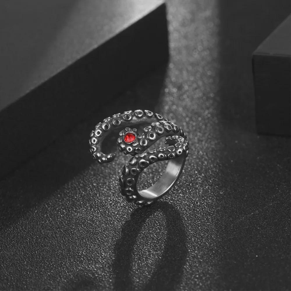 Men's European and American Retro Octopus Tentacle Punk Ring