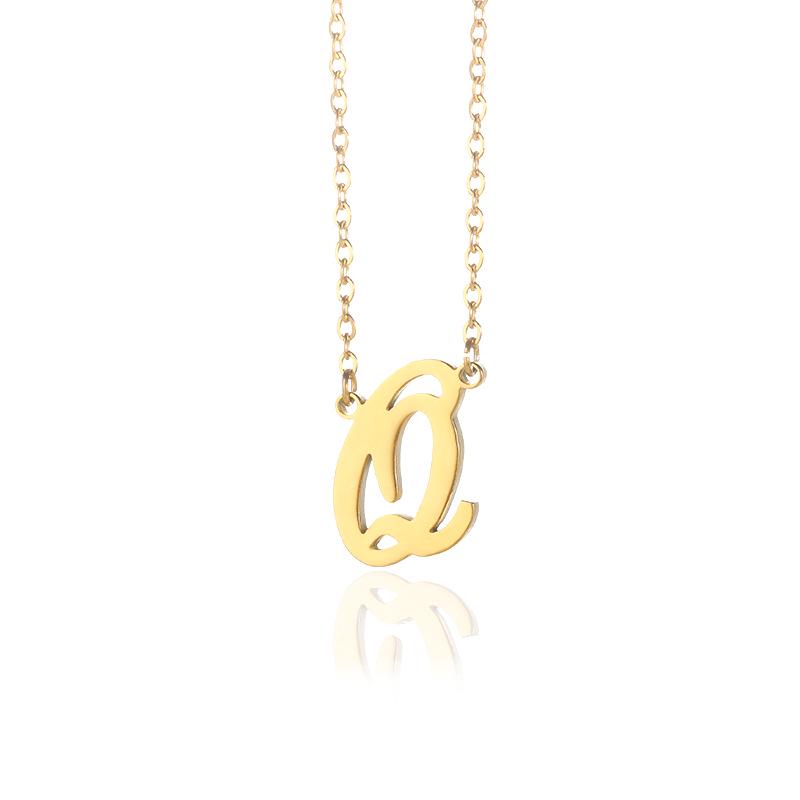 Stainless Steel Lowercase Letter Necklace with Clavicle Chain - European & American Design