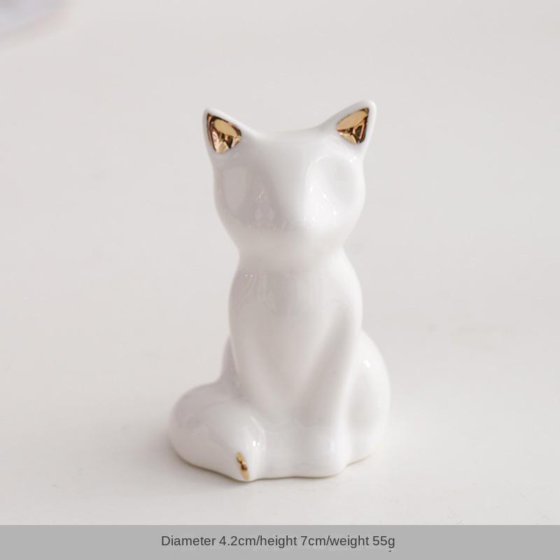 Ceramic Creative Elephant Rabbit Home Bedroom Makeup Desk Ring Necklace Jewelry Rack Ornament Animal Showcase Small Ornament