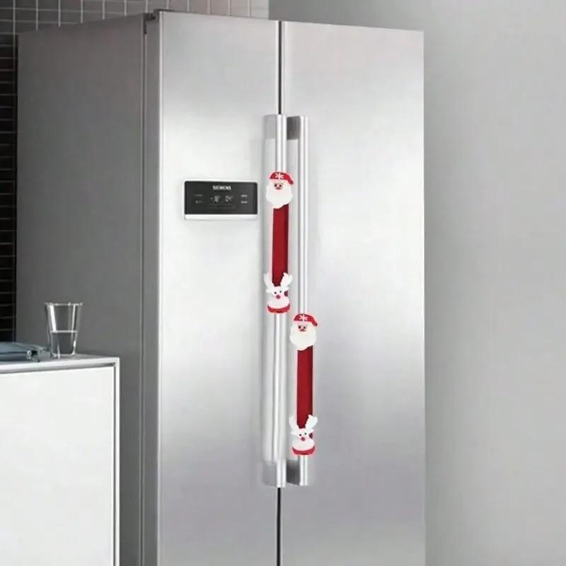 1pc Door Pull Gloves Christmas Decoration Practical Kitchen Appliance Handle Covers for New Year Christmas Microwave Fridge Oven