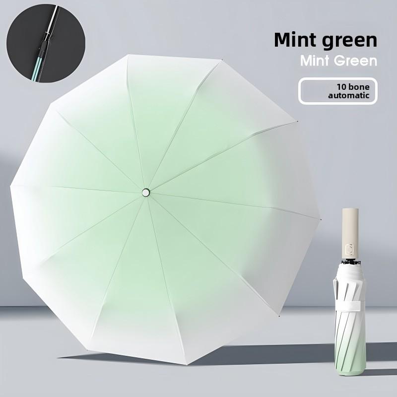 20 Bones Triple Fold Umbrella Fully Automatic Gradient Black Rubber Sunscreen Umbrella Folding Sunny Umbrella