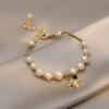 100% Natural Baroque Freshwater Pearl Sweet Honeybee Design 14K Gold Filled Female Charm Bracelet  For Women Gifts