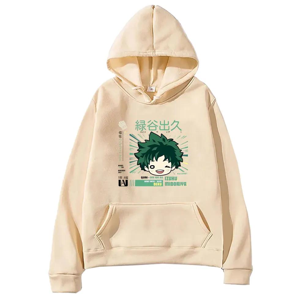 Midoriya Izuku Toga My Hero Academia Толстовки с капюшоном Одежда для женщин и мужчин Толстовки с мультяшным принтом Удобная уличная одежда больших размеров XL бежевый 1680₽