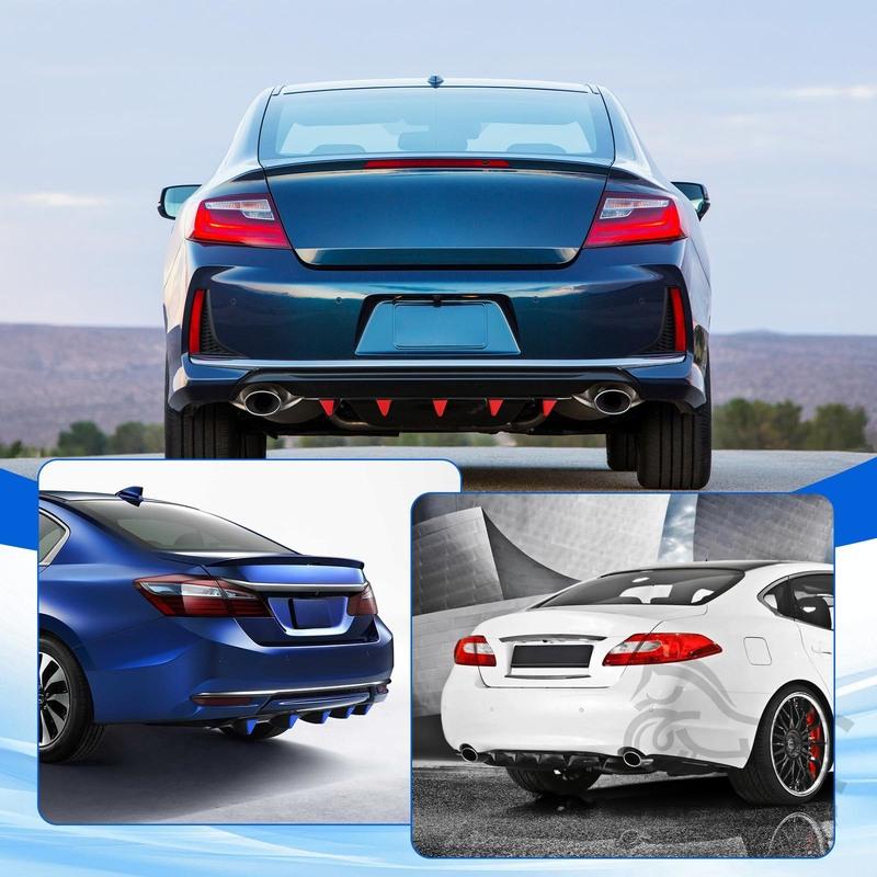 Universal Black Blue Red Shark Fin Three-Section Car Rear Bumper Lip 5-Fin Diffuser Universal Spoiler A Body Kit For Honda
