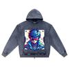 DTG print Knitted Denim Zip-Up Hoodie Cool Boy Brother Print Zipper Hoodies  