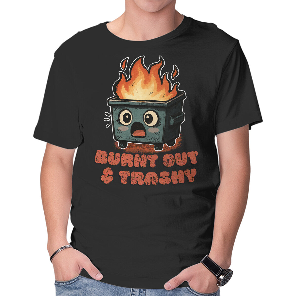 Unisex Crew Neck T-Shirt Burnt Out And Trashy Graphic Short Sleeve Casual Tee XXL