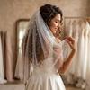 V25 Single-Layer Short Pearl Bride's Veil with Comb - Face Covering for Weddings