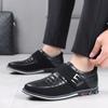 2025 Large Size Men's Casual Velcro Shoes Foreign Trade Large Size Men's Casual Non-slip Leather Shoes Embroidery Convenient