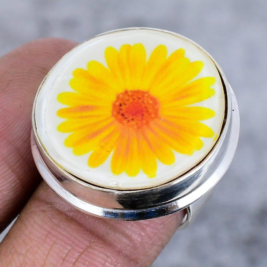 Dicorich Glass Gemstone 925 Sterling Silver Jewelry Ring Size 8