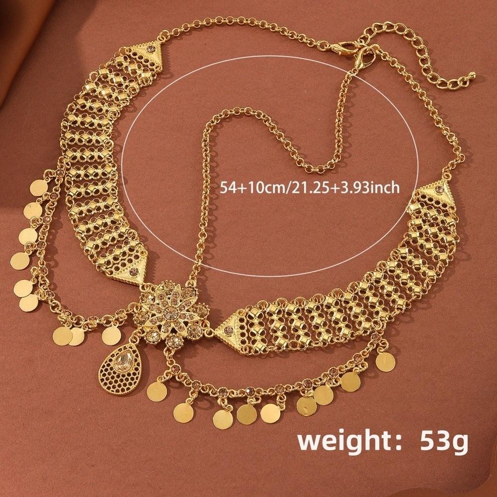 Gold Color Headdress Rhinestone Flower Tassel Hair Jewelry New Head Chain  Women Jewelry