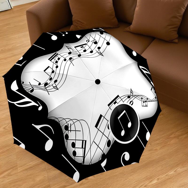 1PC Music Notes Umbrella-8-Rib Reinforced, Automatic Open, Lightweight & Durable, Cute Fashion Accessory for Outdoor-W172