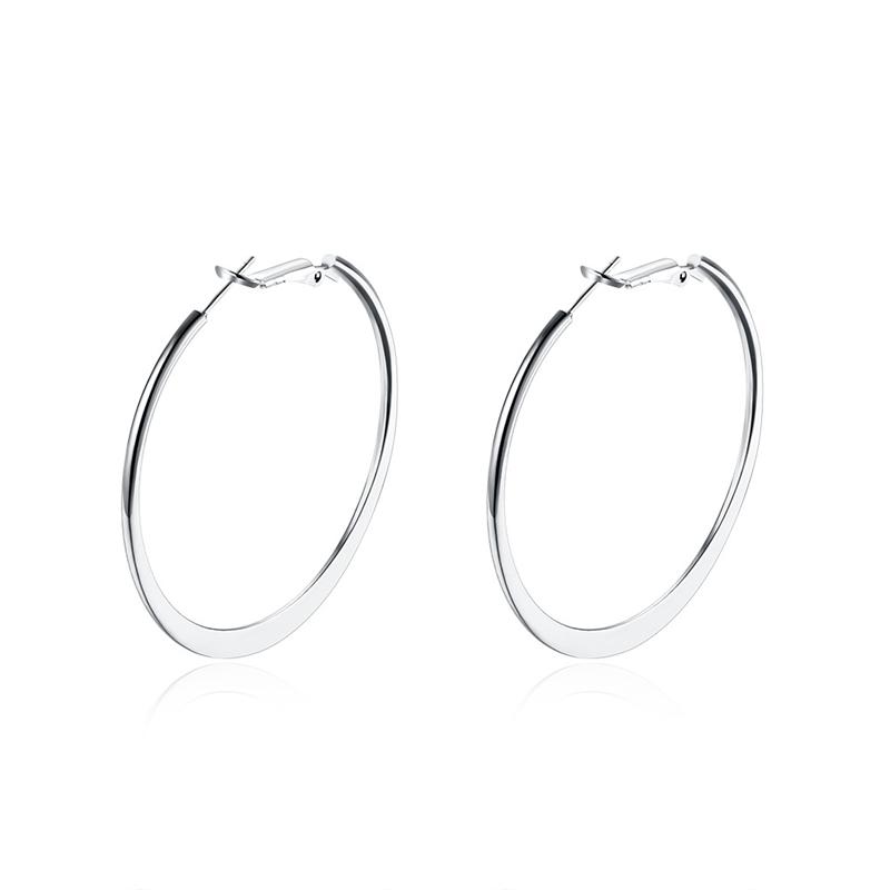 50mm Simple Flatten Circle Golden Round Big Hoop Earring for Women Fashion Jewelry Silver Color Exaggerated Great Aros Brincos