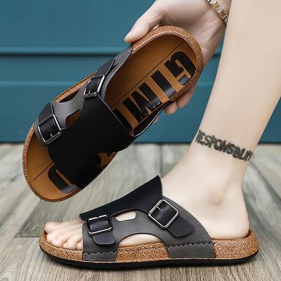 Mode Mode Lässige Leder Hausschuhe für Herren Retro Sommer Halbschlepper Klassische Lässige Strandsandalen Schnelltrocknende Wading Aqua Einfache Schuhe