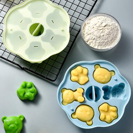 Cake Mold with Lid Easy To Clean Silicone Cute Little Bear Shape Baby Auxiliary Food Mould Kitchen Gadget