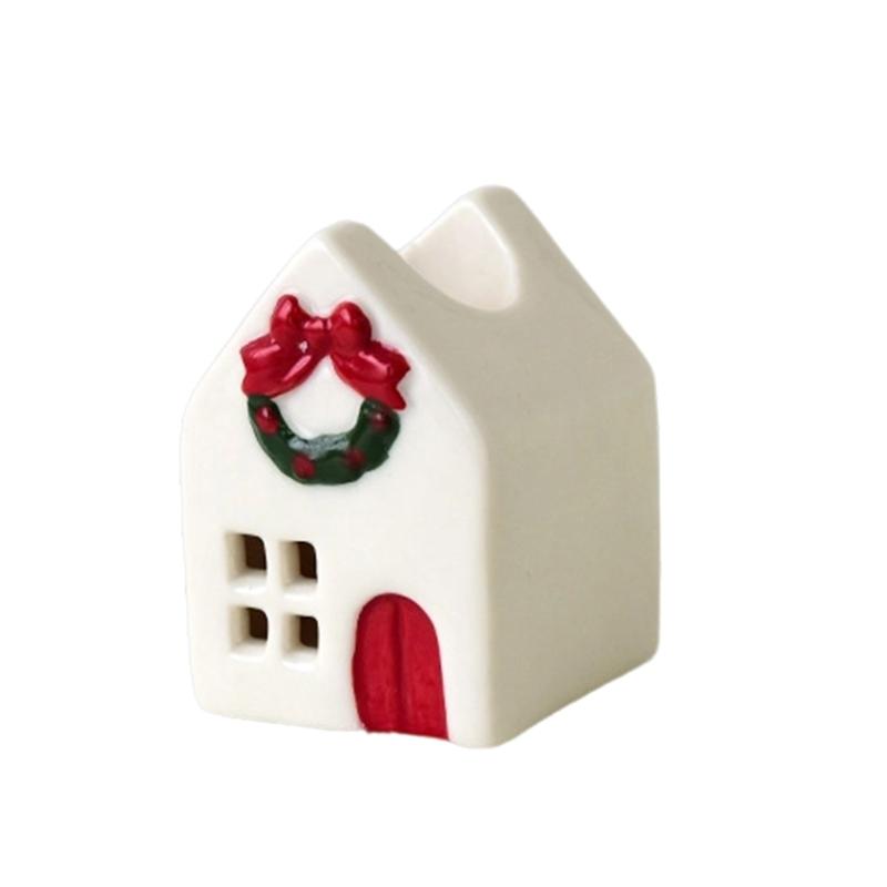 

Festival Ceramic House Candle Holders Battery Powered Christmas Decoration Winter Display Gift Christmas Cottages Houses
