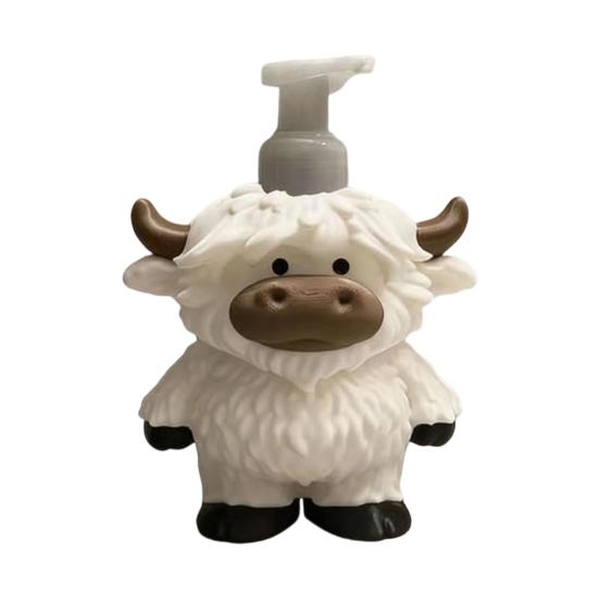 Seifenspender Highland Kuh Figur Handgefertigtes Design Seifenpumpe Auslaufsicher Badezimmer Küche Lotion Flasche